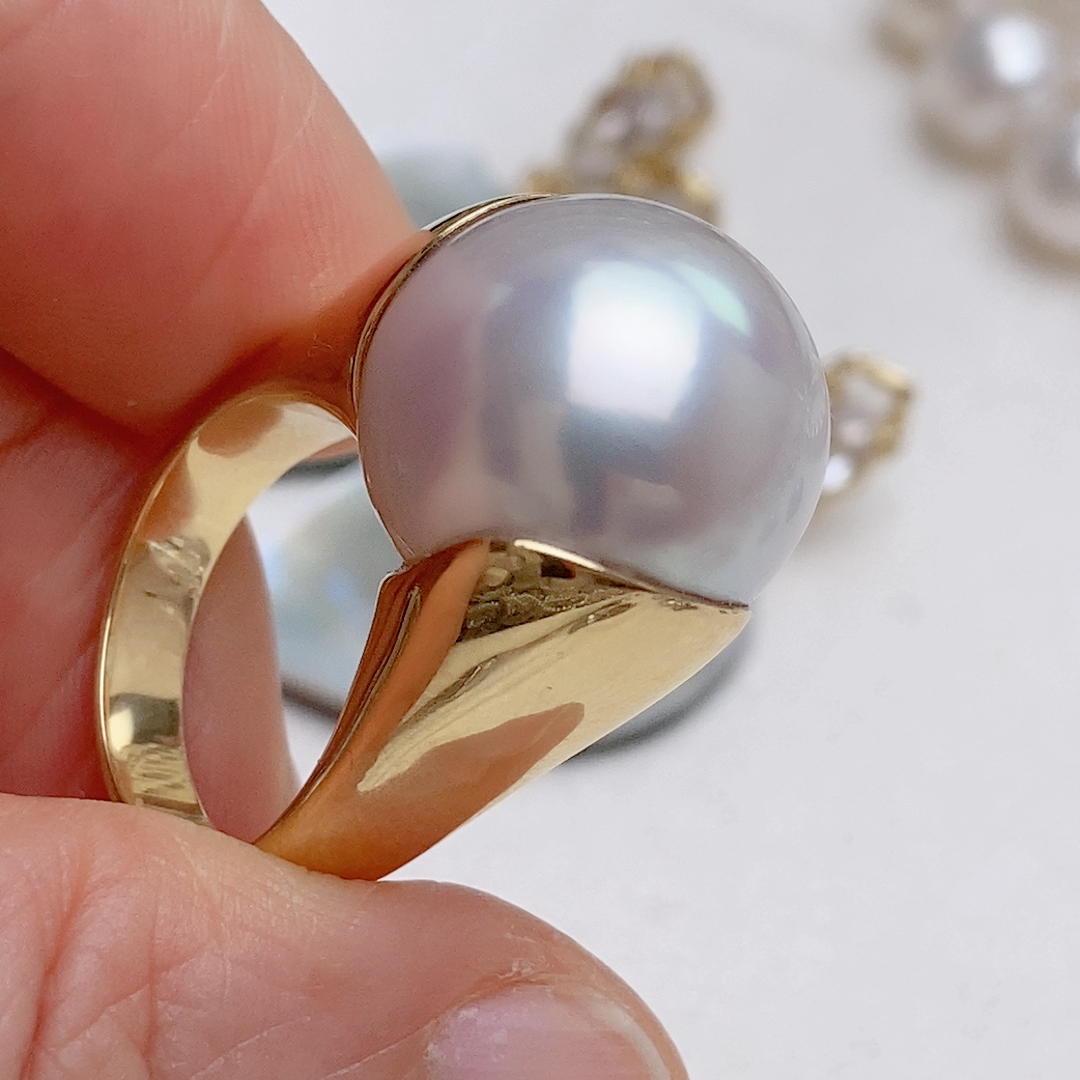 16.5极光正圆澳白戒指，加厚18K