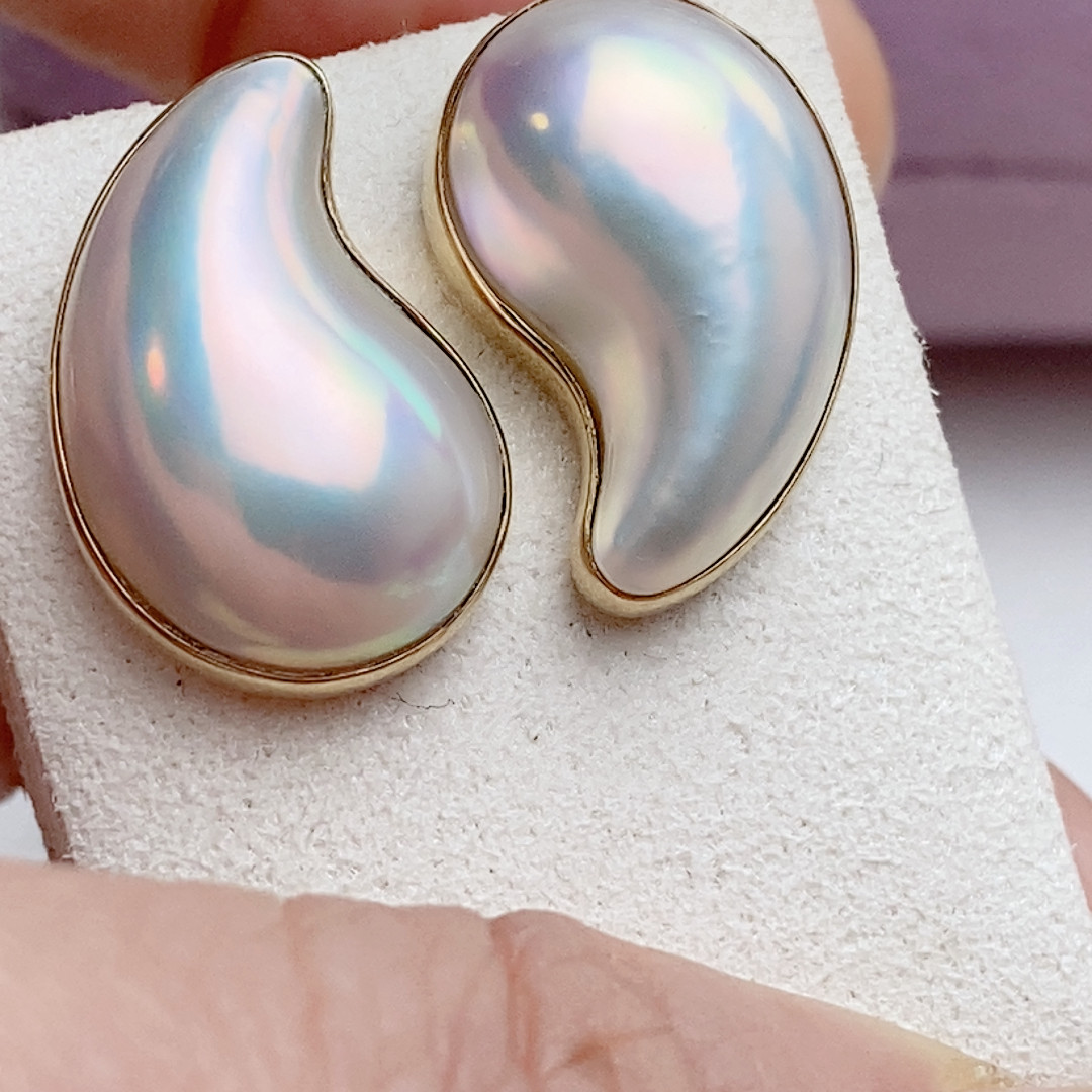 极光日本奄美岛海水马贝耳钉，18K,珠宝/钻石/翡翠,耳饰,淘宝优惠券,粉丝福利购,淘宝优惠卷