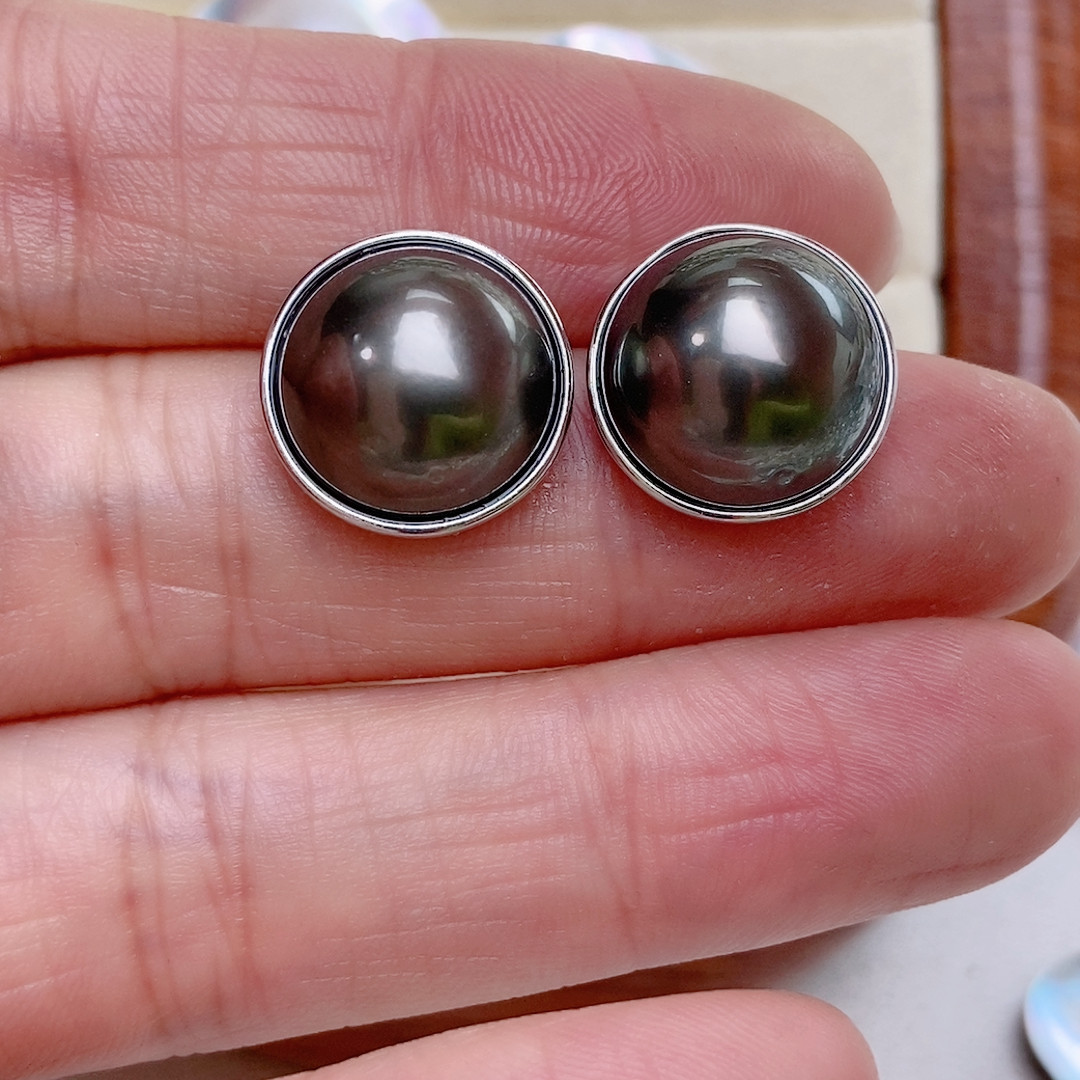 14-15天然大溪地海水马贝耳钉，纯银包边,珠宝/钻石/翡翠,耳饰,淘宝优惠券,粉丝福利购,淘宝优惠卷