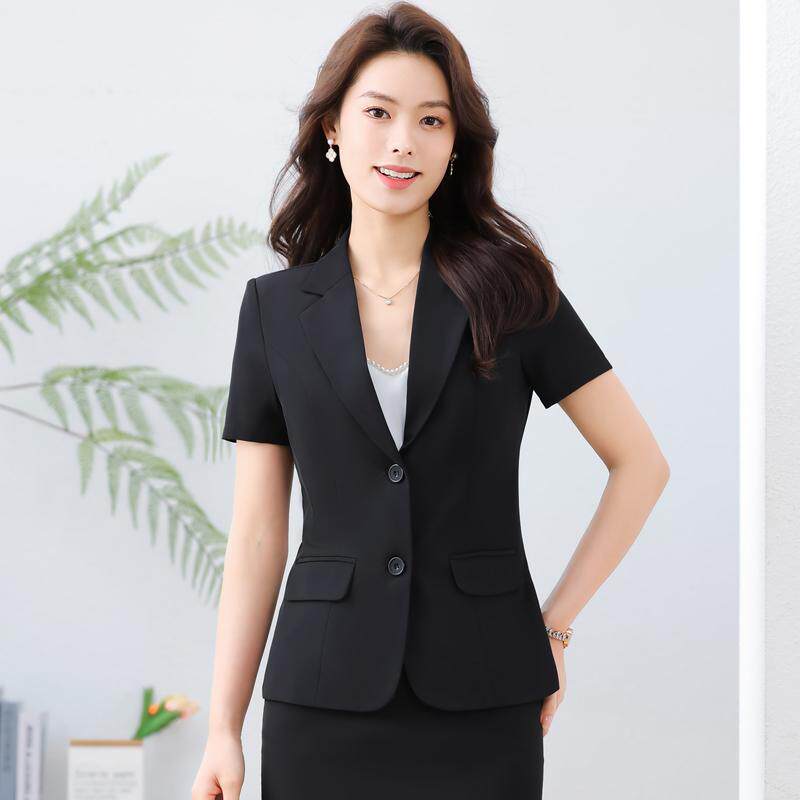 经理职业装套装女夏季薄款短袖西装外套酒店前台服务员美容工作服