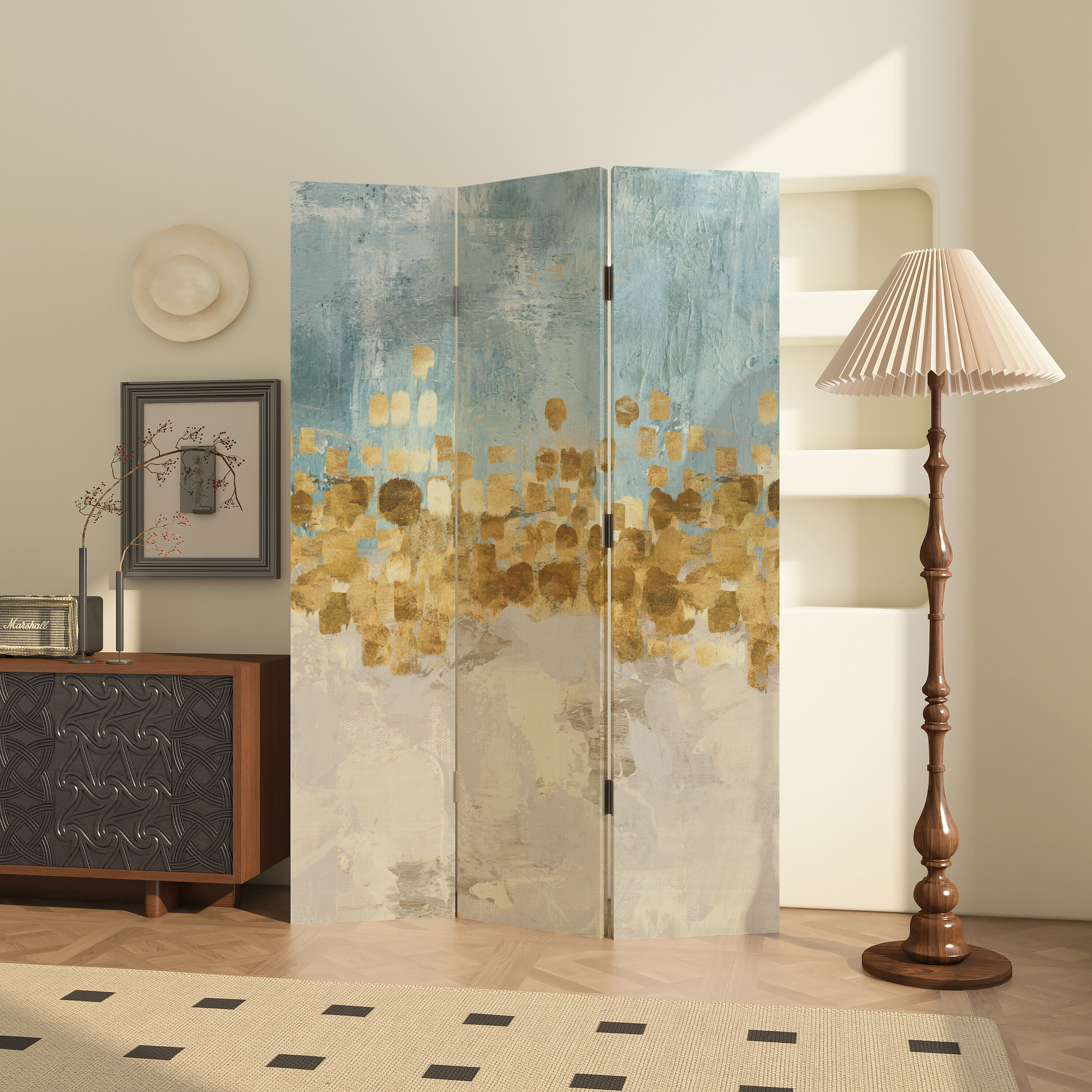 简约中古风屏风隔断客厅沙发入户