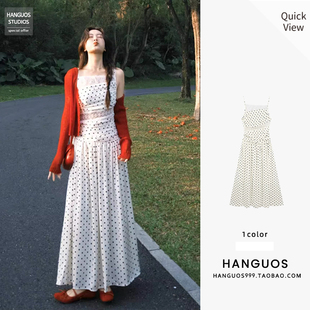 法式初恋波点吊带连衣裙夏日别致绝美穿搭浪漫氛围感度假气质长裙