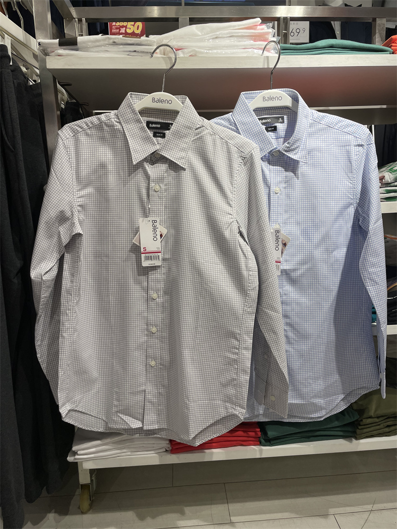 方领长袖班尼路秋季新品男装