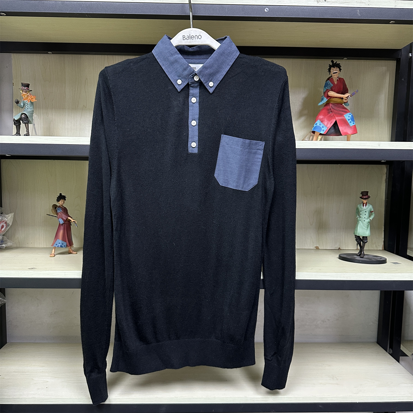 正品班尼路男装秋季新款衬衫领毛衣修身假两件针织衫男88805101