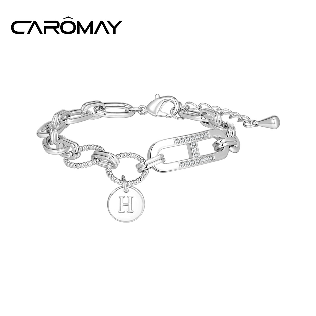 CAROMAY几何H字母手链女网红ins潮个性小众设计感轻奢高级感手饰