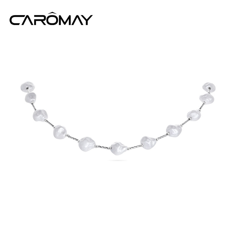 CAROMAY巴洛克人造珍珠项链女满天星异形珠锁骨链高级感气质颈链