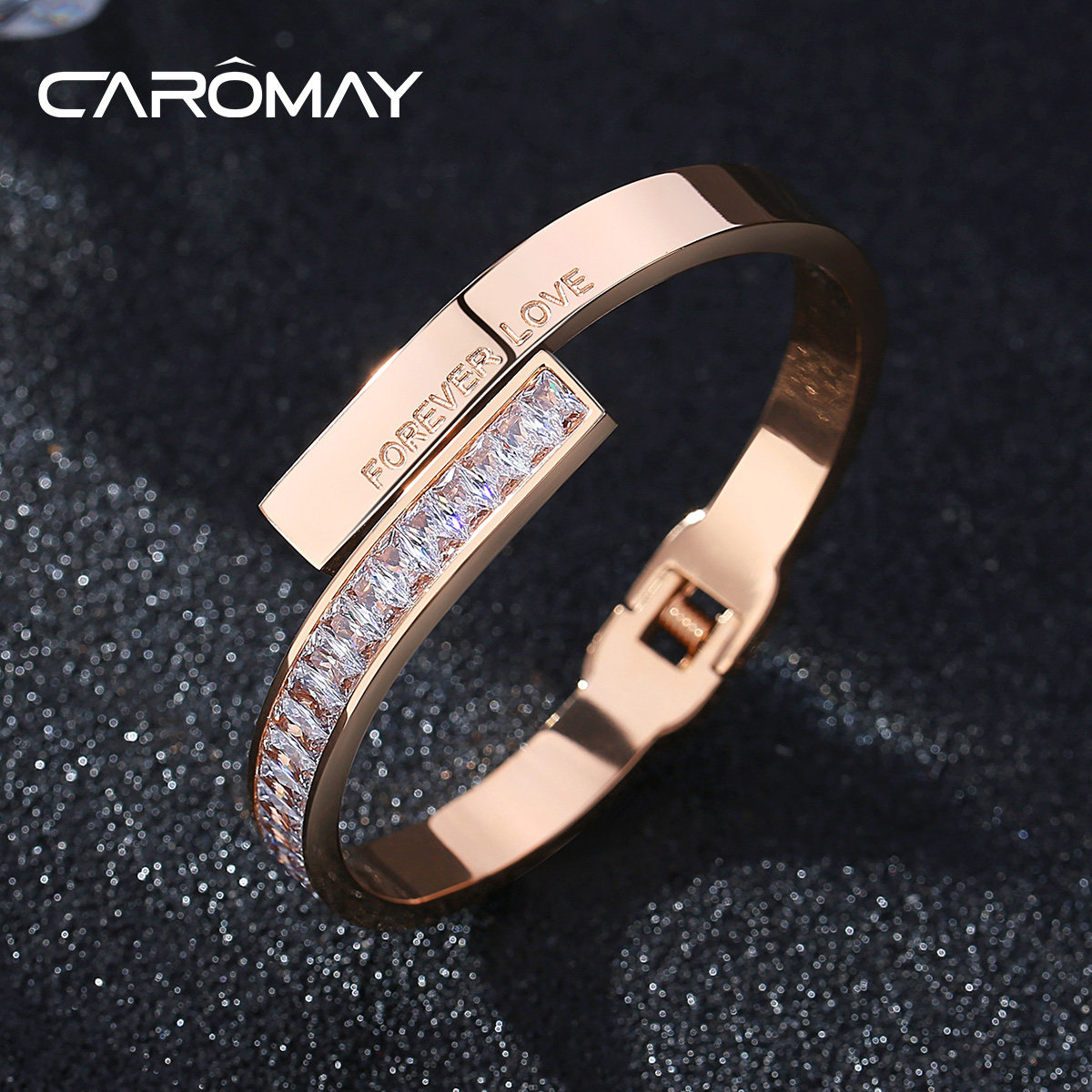 CAROMAY珍爱一生手镯女气质高级感手饰韩版简约情侣镯子2023新款