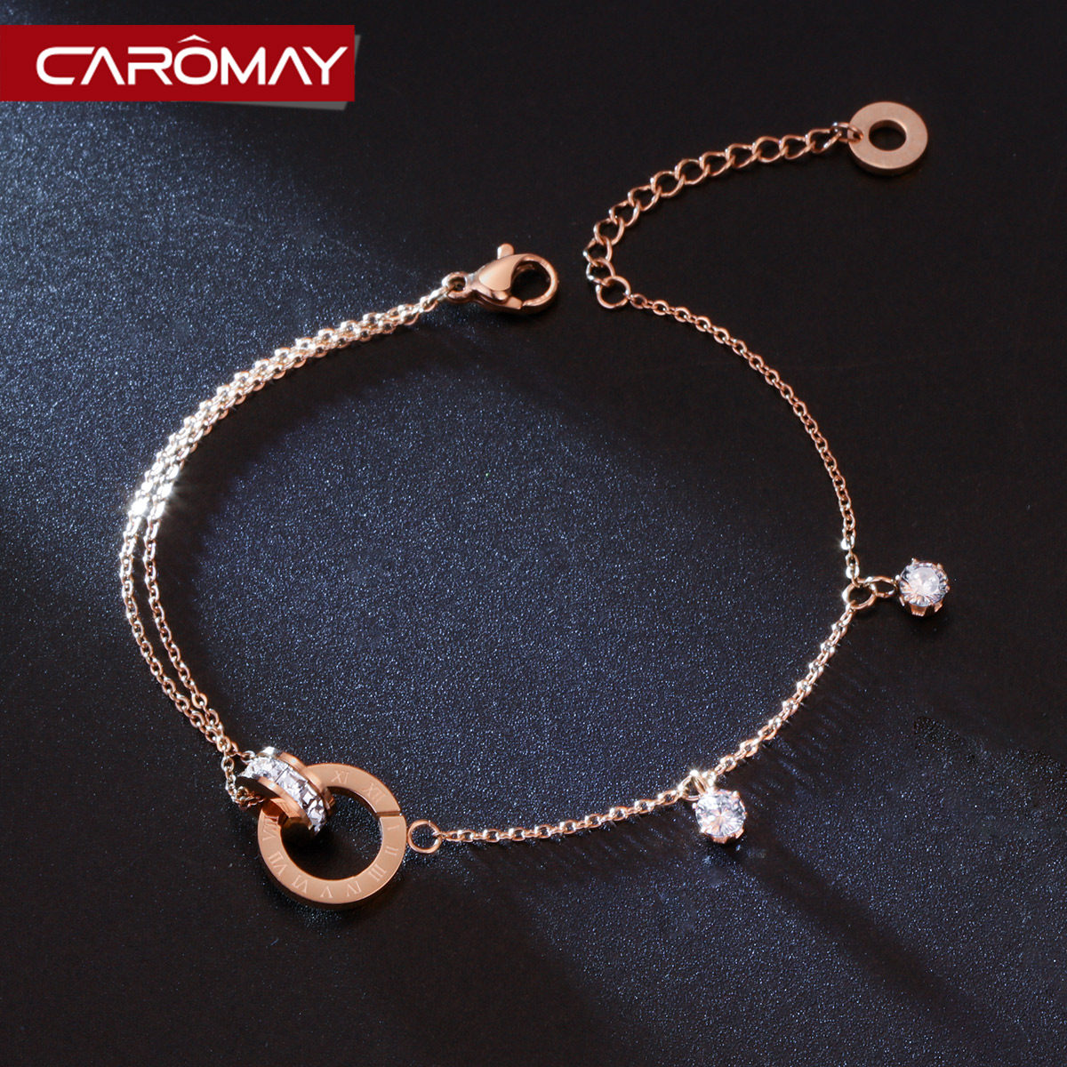 个性复古罗马双环手链女冷淡风韩版简约学生闺蜜姐妹情侣网红手饰