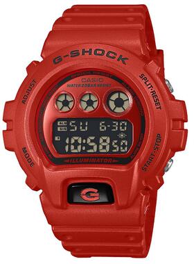 代购G-SHOCK男士腕表计时闹钟夜光日历红色树脂防水50mm运动户外