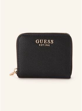 海外代购GUESS女士短款钱包多隔层四卡位黑色拉链开合日常通勤