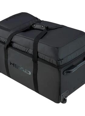 代购HEAD海德网球包大容量多隔层便携式防泼水黑色带轮拉链设计