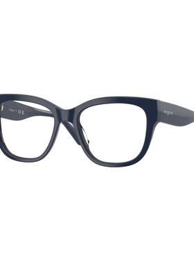 代购vogue女士眼镜框方形全框蓝色塑料日常佩戴办公眼镜架