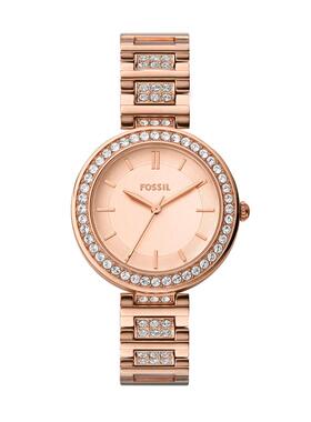 代购Fossil化石女士腕表计时夜光日期三针玫瑰金钢带镶钻防水