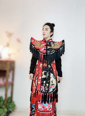 东北撒满大神二神仙家披肩民间艺术战裙战袍跳神服装手工战裙战袍