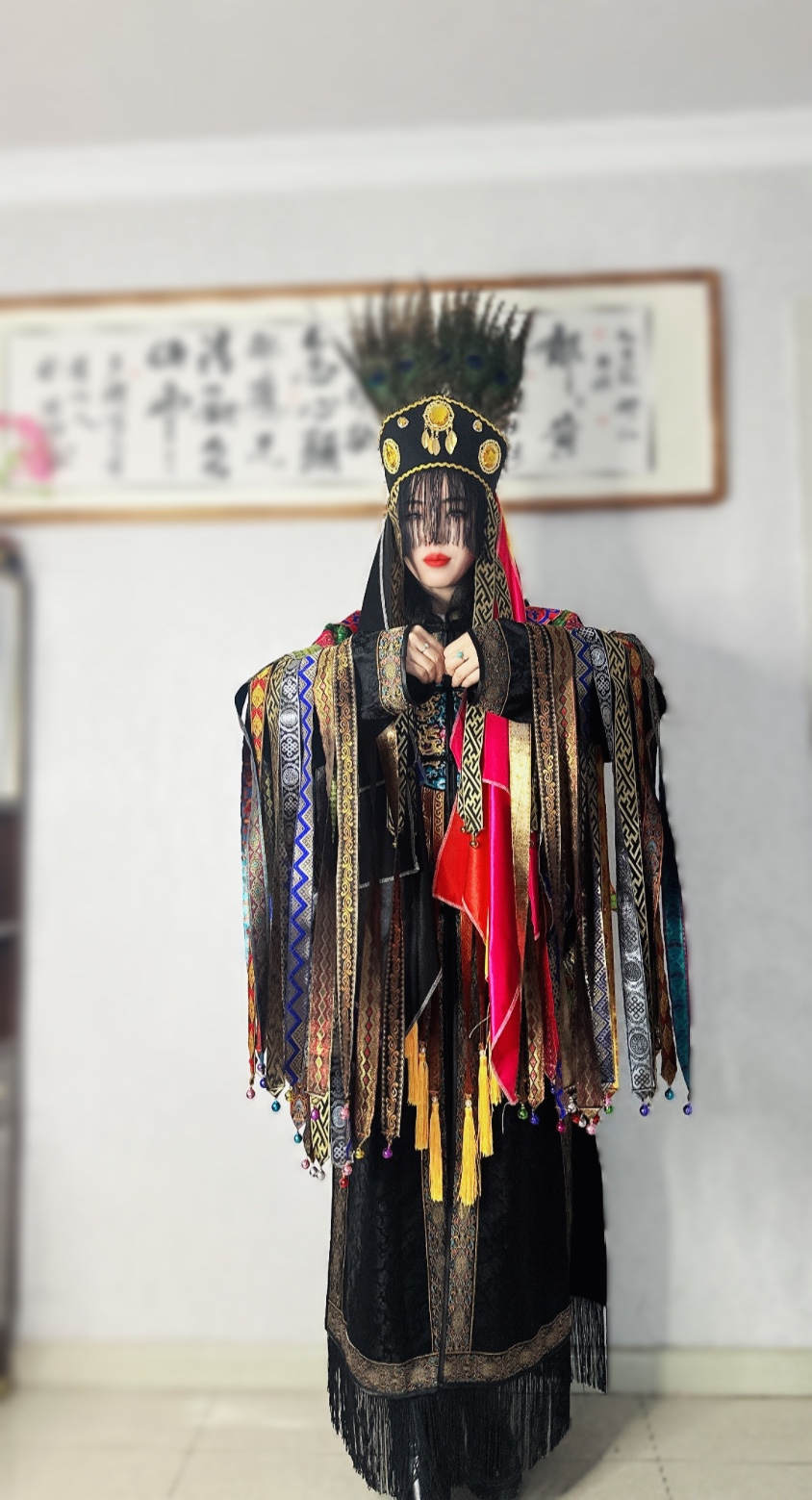 【娜仁图雅】撒满服装战袍战裙舞台服装表演服装二神大神披肩