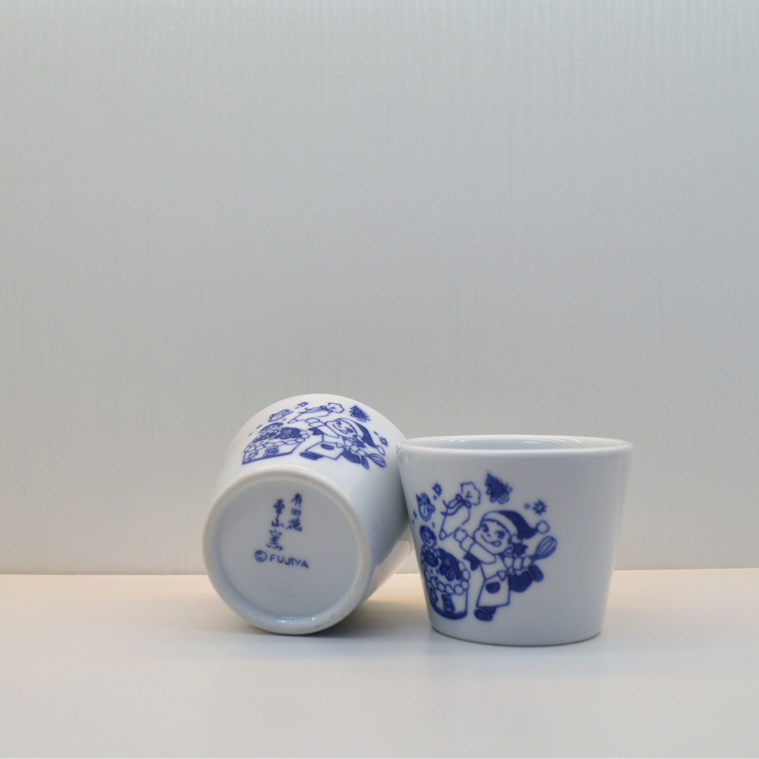 日本不二家圣诞主题青花陶瓷茶杯