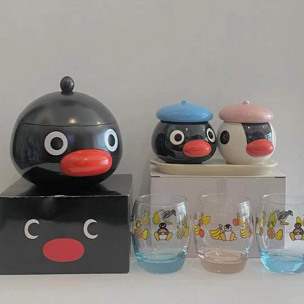 日本pingu企鹅家族树脂储物罐