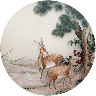 苏绣刺绣diy套件 梅花鹿松树福禄 手工进阶绣花材料包 祝寿送老人