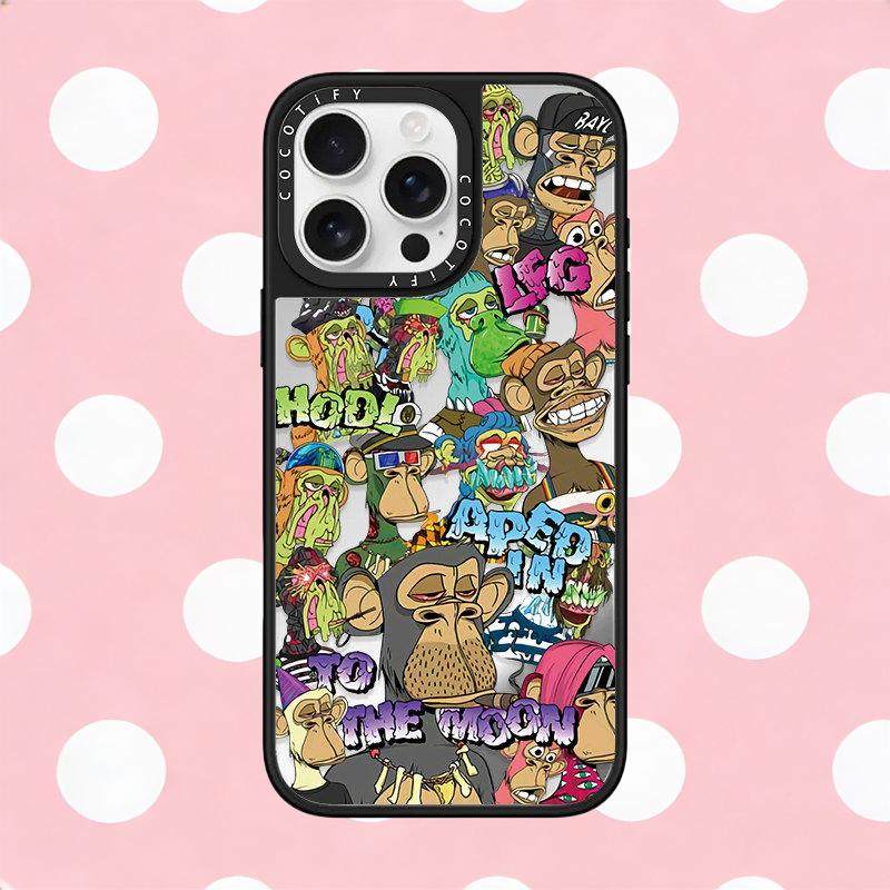 适用iPhone苹果16promax手机壳16plus/15/15pro软胶17潮牌14全包17创意16pro卡通16时尚猴子标签贴纸