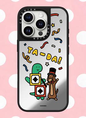 磁吸MagSafe马戏团JOGUMAN绿色恐龙腊肠狗适用iphone16pro手机壳15promax苹果14plus镜面13卡通17Air