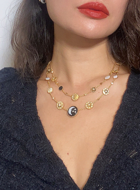 浪漫主义日月星辰双层项链