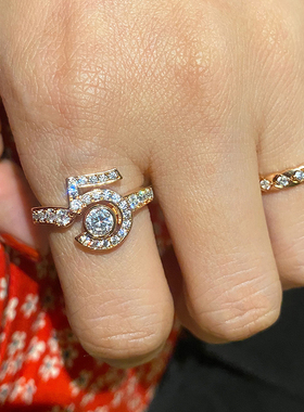 小香风幸运数字5情人节礼物戒指