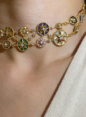 高端定制双层彩色星盘项链颈链