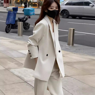 新款 微胖mm200斤显瘦西装 窄版 大码 两件套装 2025年春装 阔腿裤 女装