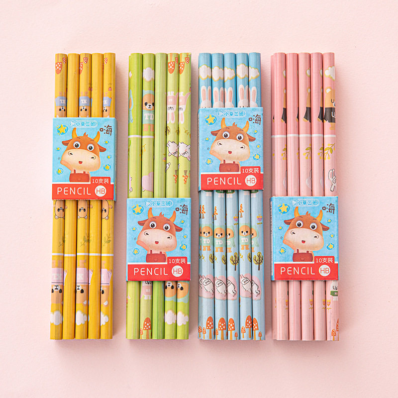 卡通儿童双切铅笔小学生HB铅笔无漆环保素描绘画笔一年级写字用笔