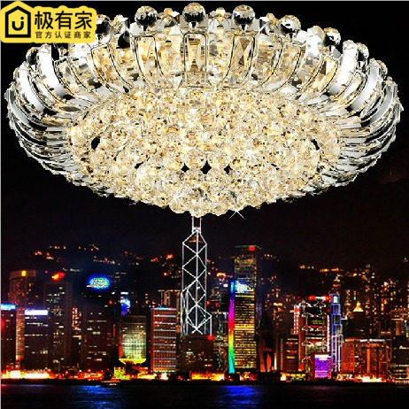 奢华圆形水晶灯欧式大气客厅灯led卧室阳台吸顶灯 聚宝盆家用灯具