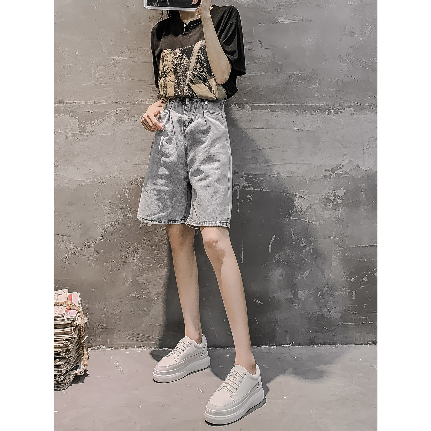 厚底小白鞋女2026春秋新款网红显脚瘦皮面百搭内增高休闲松糕女鞋