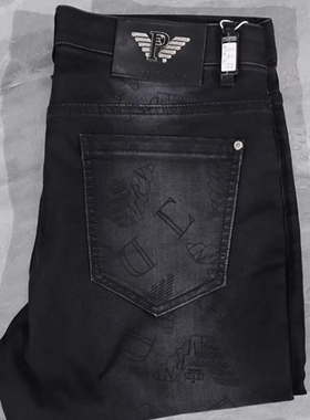 质感出众! 春秋时尚新品尾货简约潮流男士百搭弹力黑色牛仔裤55N5