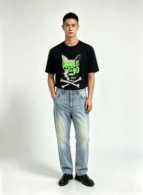 16N外贸男装潮流尾货镶钻偏大短袖T恤时尚潮流圆领短袖T恤211002