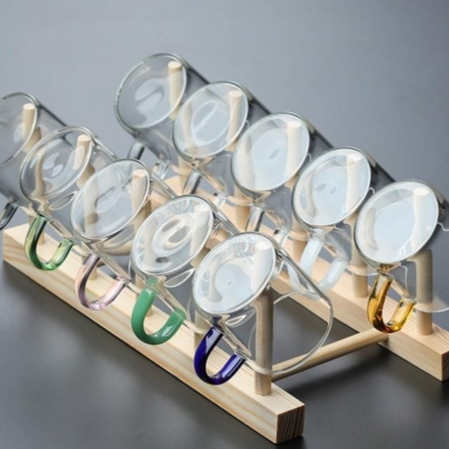 玻璃小茶杯带把加厚耐热防爆透明杯品茗杯主人杯家用功夫茶装