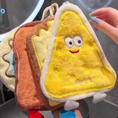 可爱挂式擦手巾加厚速干手布卫生间厨房吸水毛巾面巾手帕卡通抹布