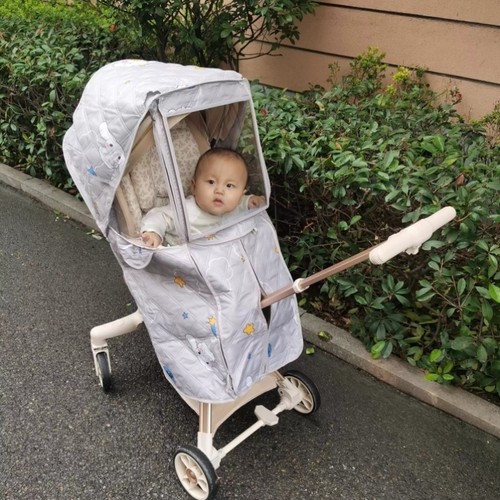婴儿车防风罩通用防雨推车雨罩全包围透明视窗宝宝车保暖挡风被套