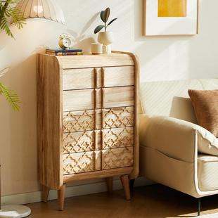 新款中式实木斗柜客厅靠墙储物柜抽屉式茶水柜卧室收纳柜沙发边柜