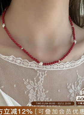 【新品 限时8折】nescius红玫瑰项链/项链原创小众串珠锁骨链女