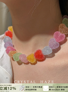 新品CRYSTAL HAZE正品 彩色爱心糖果项链可爱小众设计时尚锁骨链