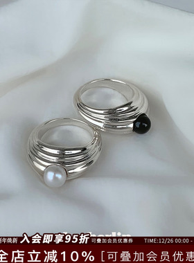 HERHERLIN海波珍珠黑玛瑙戒指