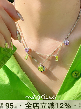 nescius暮色花园宝石项链锁骨链