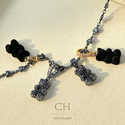 CRYSTALHAZE黑色小熊吊坠项链