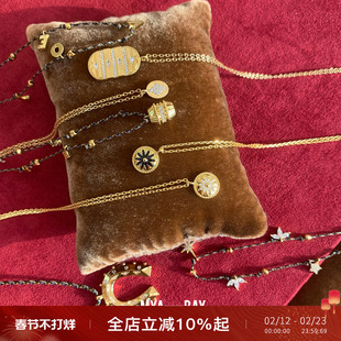 比利时MYA BAY 星星马蹄love金色圆牌编绳项链手工拉丝精致锁骨链