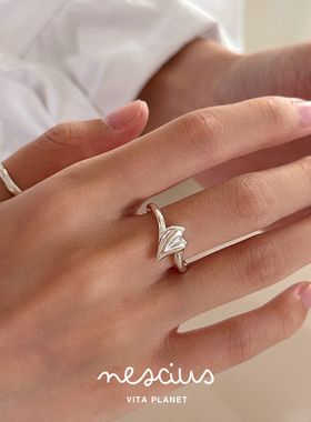 Nescius原创设计纯银爱心开口戒