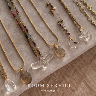 法国ROOM SERVICE贝壳海星凤凰小鱼吊坠 法式天然半宝石串珠项链