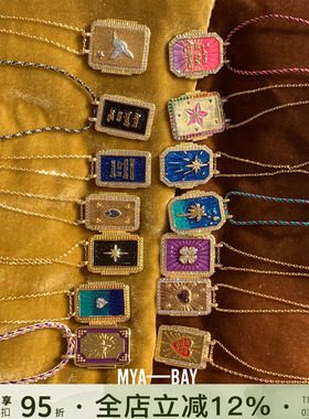 MYABAY金色双面盾牌吊坠项链