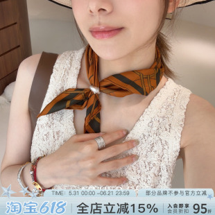 ATELIERSO官方正品 25ss四色克拉棋盘方巾女真丝气质时尚领巾丝巾