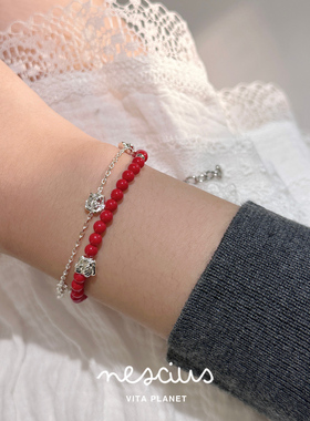 nescius银色玫瑰链条手链女原创