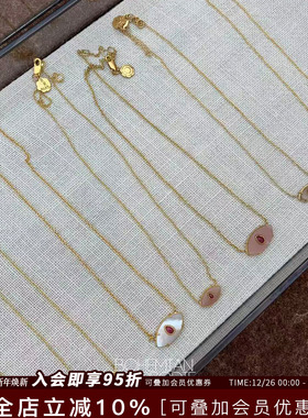 法国Bohemian Rhapsodie法式天然半宝石眼睛项链小众设计感锁骨链