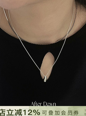 After Dawn韩国设计师品牌Elegant dew quartz纯银水滴项链高级感